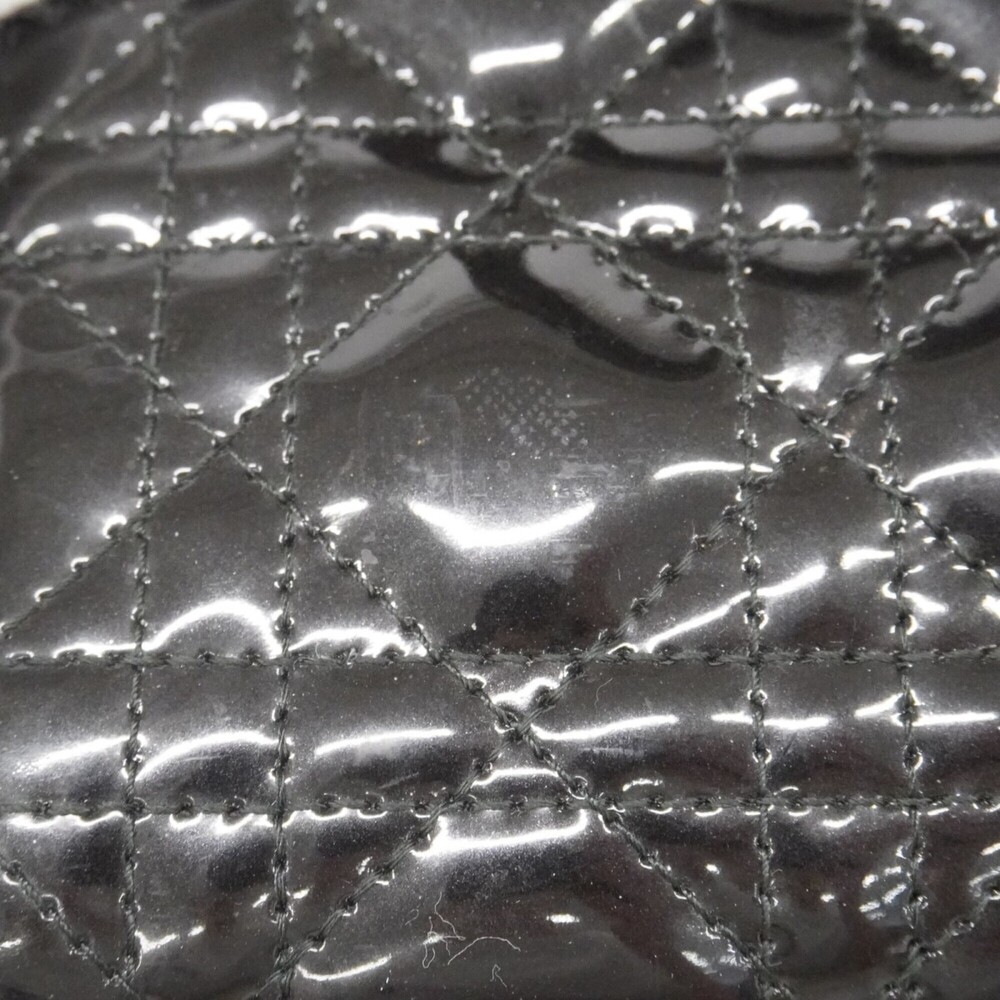 Christian Dior Cannage Lady handbag, black enamel, 2-way bag for women. - Picture 6 of 15